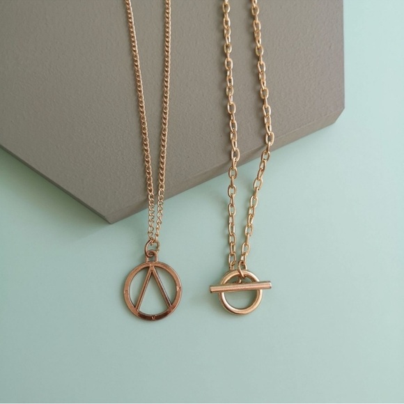 🔥 Clearance 🔥 Elegant Gold Color Geometric Double Layer Necklace - Picture 2 of 16